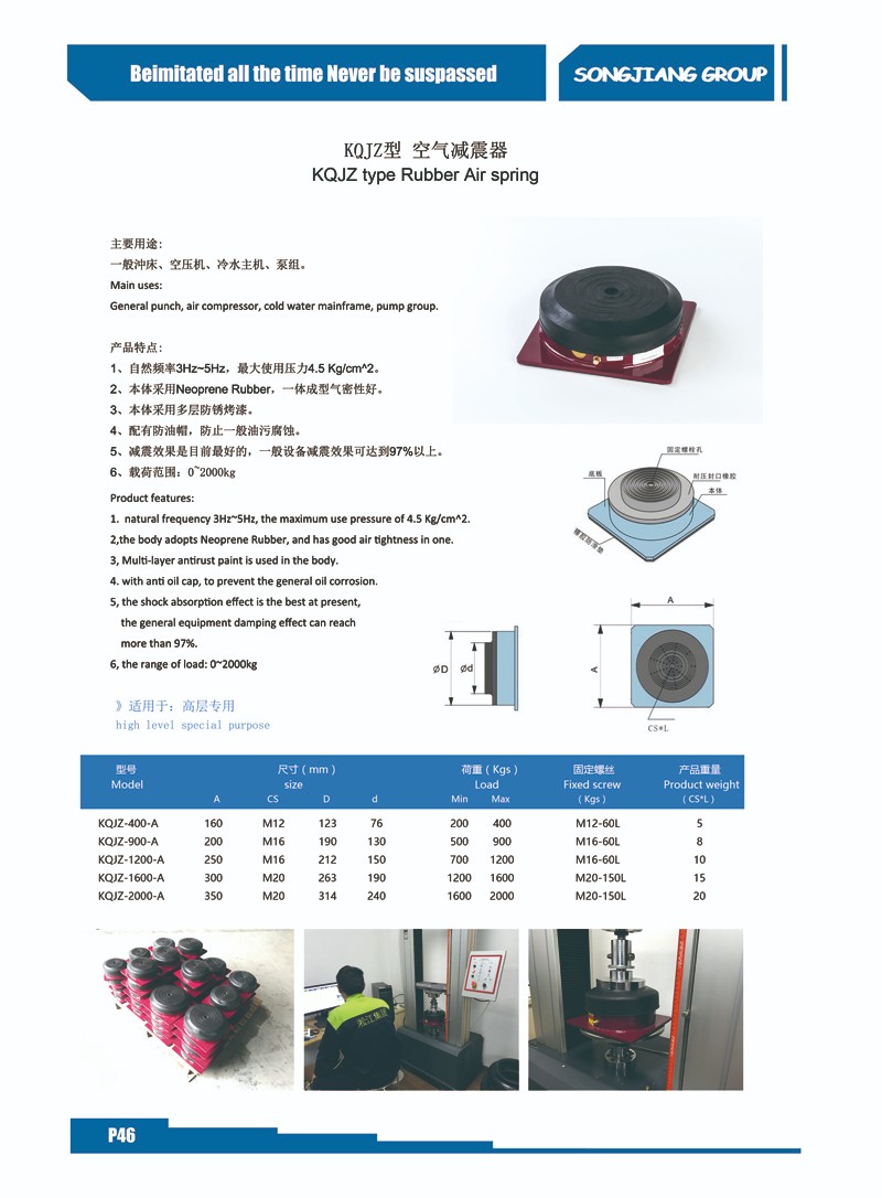 君临国际对KQJZ空气减振器做出的安装说明 君临国际对KQJZ空气减振器做出的安装说明